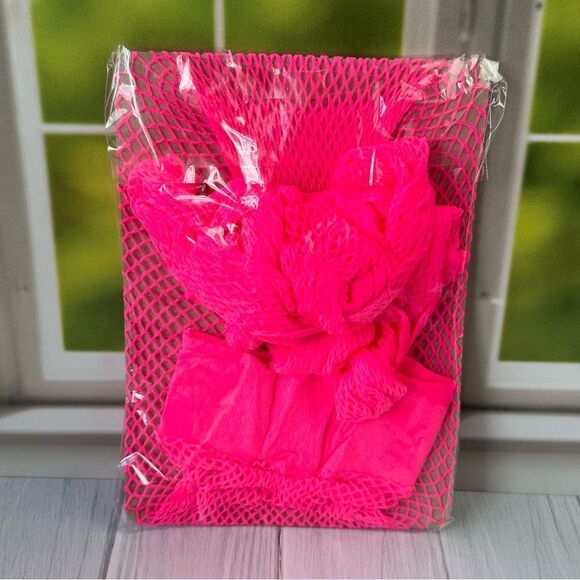 NWT Hot Pink Fish Net Thigh Highs Panty Hose Stockings OS - Picture 2 of 4